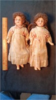 (2) Rare German Dolls. Comp Over Wood Bodies.