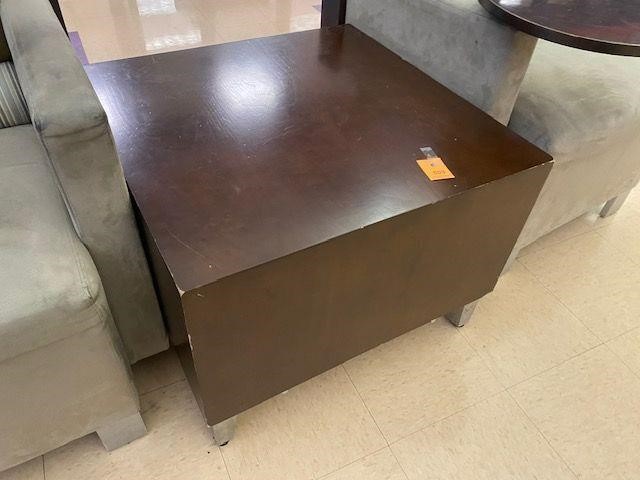 Brown wood side table 26.5" x 26.5" x 19" T