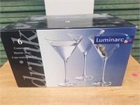6 Luminarc Martini Glasses
