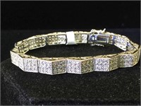 Sterling & clear gemstone  link bracelet, 20.4g