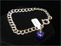 Sterling chain bracelet w/ globe pendant