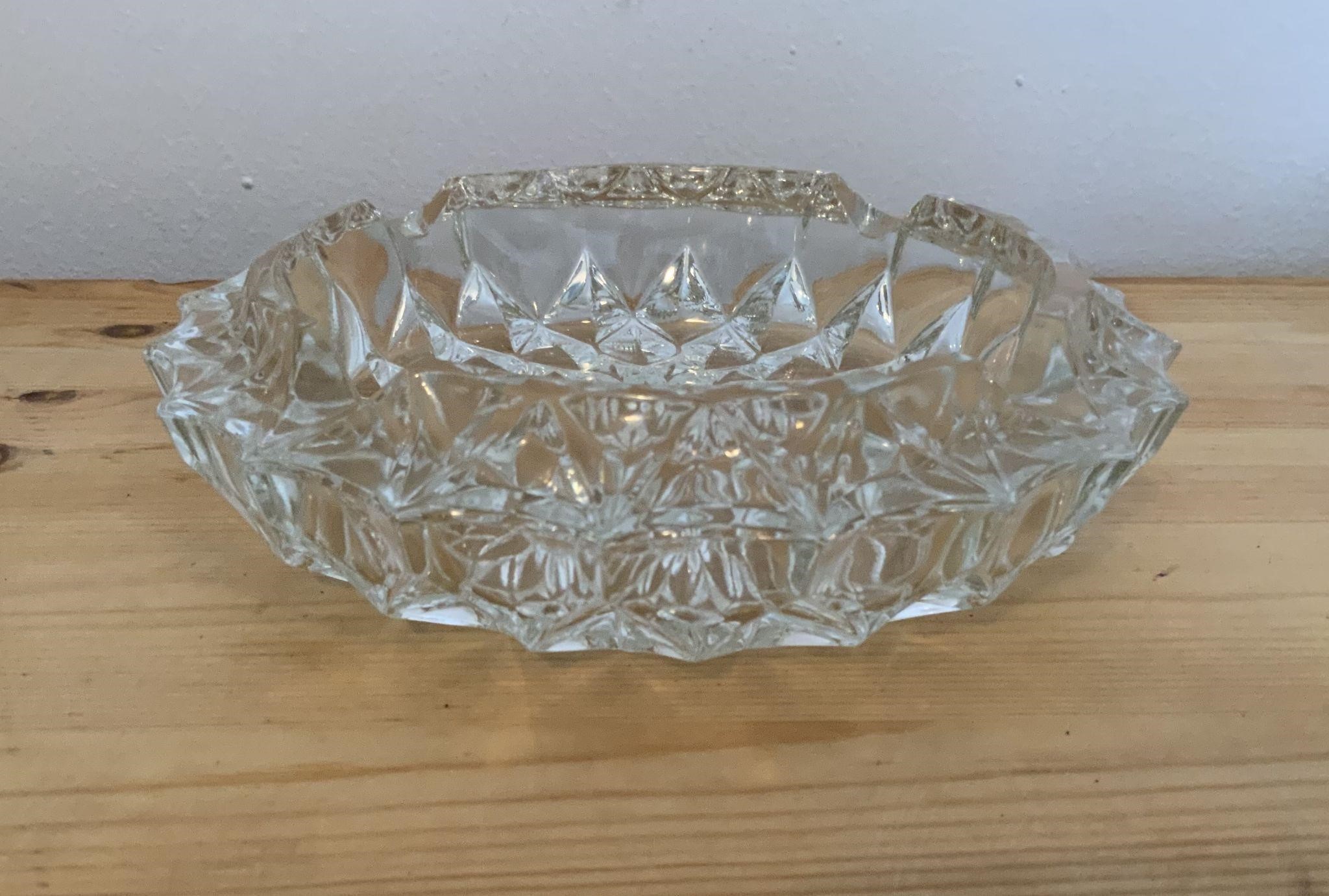 Vintage Heavy Crystal Glass Ashtray