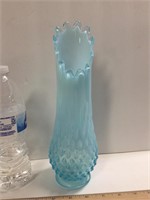 Fenton Blue Opalescent Hobnail Swung Vase