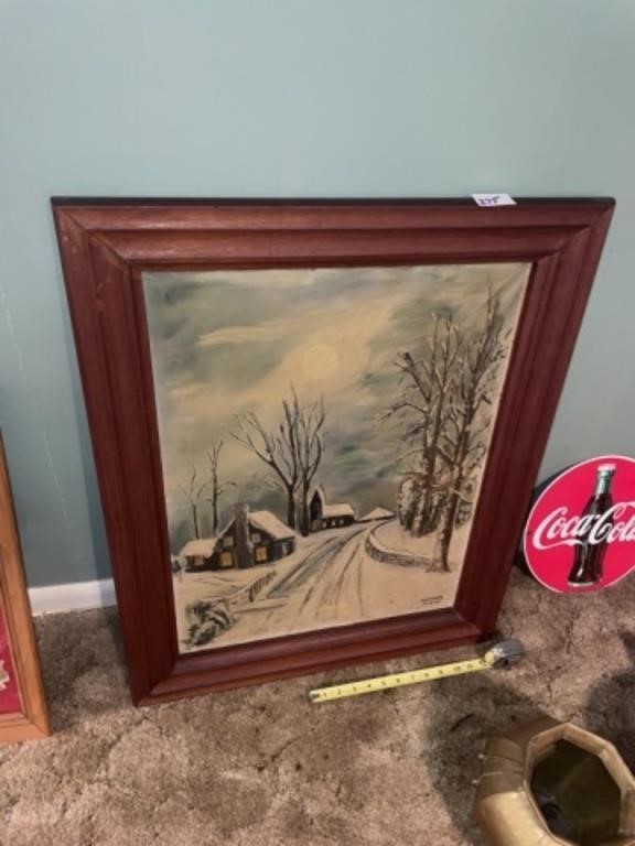 Vintage Canvas Painting (Snow on Streets)