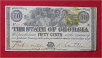 1863 State of Georgia 50 Cent Fractional Note