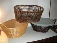 (3) Wicker Laundry Baskets