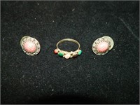 925  Natural Stone Ring  & Earrings