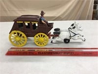 Cast iron stage coach and horses with driver