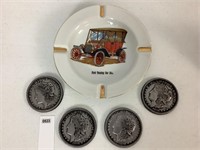 4 - COASTERS & FORD ASHTRAY