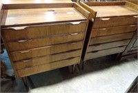 PAIR OF DANISH 5-DR WOOD CABINETS 24x11x30