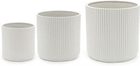 Fluted Ceramic Planters Set