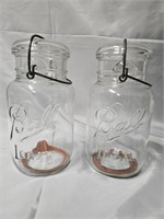TWO BALL IDEAL MASON CANNING JARS 7.5" WITH