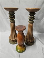 TWO 15.5" & ONE 10" PILLAR CANDLE HOLDERS