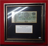 Framed 1861 $1 Corp of Richmond Note