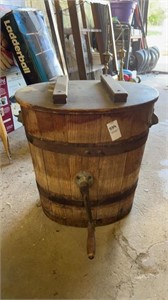 Wooden butter churn with lid