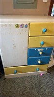 Kids armoire dresser with vintage smurfs stickers