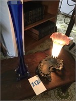 Blue Vase (16" T) & Tulip Table Lamp