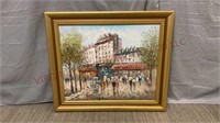 Vintage Burnett Parisian Street Scene Painting