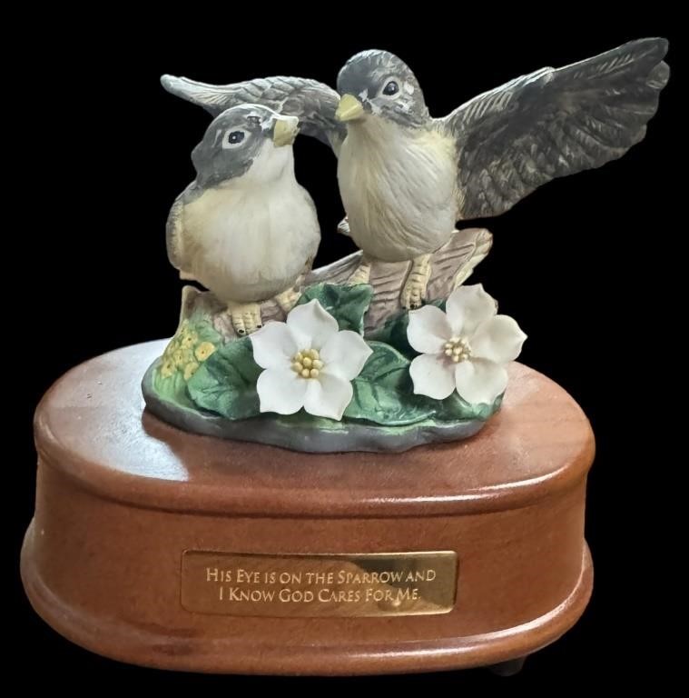 Sparrows Porcelain Music Box