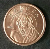 2010 - One AV ounce of 999 fine copper
