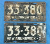 1937 matching New Brunswick license plates