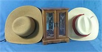 Jewelry box and two hats