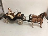 Carriage and 2 Horse Wood Display