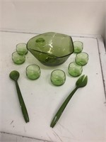 Olive Green Punch Bowl Salad Bowl Set