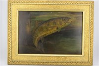 Circa 1880 Folk Art Trout Painting Fly