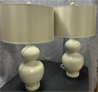 Pair Double Gourd Table Lamps 31” h