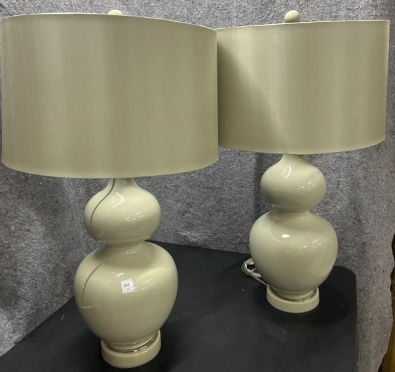 Pair Double Gourd Table Lamps 31” h