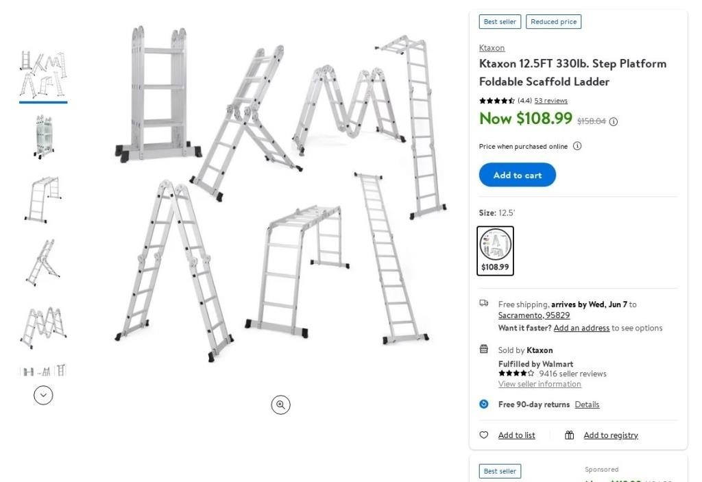N5023  Ktaxon Foldable Scaffold Ladder