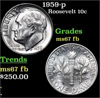 1959-p Roosevelt Dime 10c Grades Gem++ Full Bands