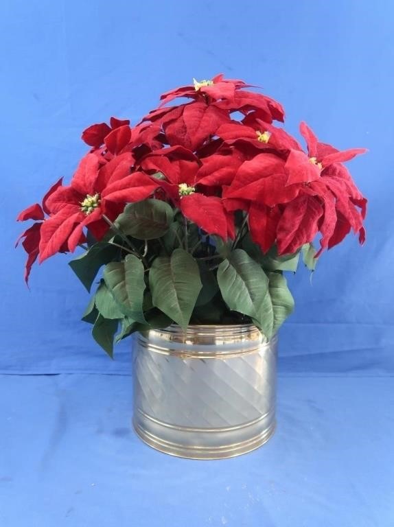 Brass Flower Pot w/Silk Flowers