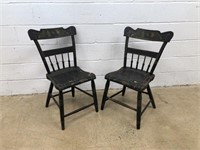 (2) Paint Decorated Plant Seat Chairs