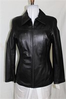 Lambskin leather zip front jacket Size small