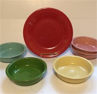 Fiesta Mixed Lot 1 Red Dinner Plate and Bowls