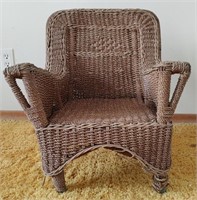 Antique Rattan Child's Arm Chair Beautiful !!!