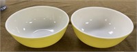 2 Yellow Pyrex Bowls