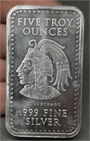 5 Troy Ounce Aztec Calander .999 Silver Bar