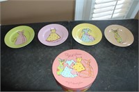 4 Dessert plates- Rosanna with holding box