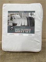 Queen soft washed sheet set