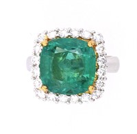 AAA+ 7.25ct Emerald Set with VS1 Diamonds in 18K