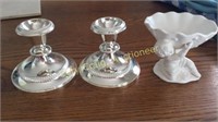 (2) Silverplate Canlde Holder, Porcelain Soap