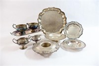 Silverplate Trays, Condiment Sets, Bowls