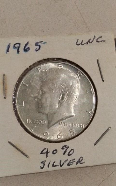 1965 US 40% Silver Kennedy Unc Half Dollar