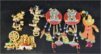 Moulin Rouge Clown Pins And Earrings