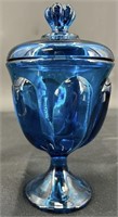 MCM Viking Blue 6 Petal Covered Compote