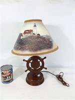 Lampe de table de bois, thème maritime, repro de