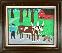 MAUD LEWIS OIL ON BOARD COWS